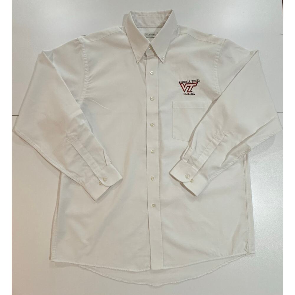 Virginia Tech Hokies Shirt Van Heusen White Oxford Mens Sz Large 16-16.5 (37)